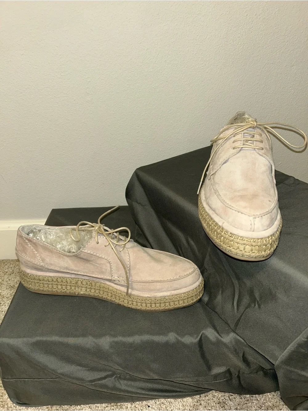 NEW Rachel Comey Beige Suede Espadrille Platform Lace-Up Shoes Sz 9.5